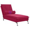 vidaXL Chaise lounge de massagem com rolo veludo vermelho tinto
