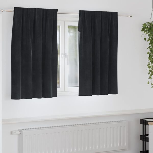 vidaXL Cortinas opacas 2 pcs Preto 140 x 140 cm Veludo
