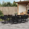 vidaXL 13 pcs conjunto de jantar p/jardim com almofad&otilde;es vime PE preto
