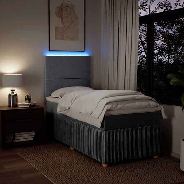 vidaXL Cama com molas/colch&atilde;o 90x200 cm tecido cinza-claro