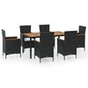 vidaXL 7 pcs conjunto jantar exterior com almofad&otilde;es vime PE