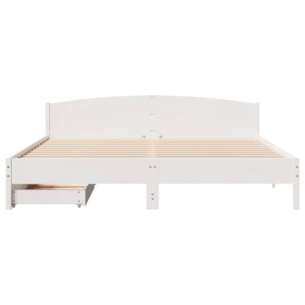 vidaXL Cama sem colch&atilde;o 180x200 cm madeira de pinho maci&ccedil;a branco