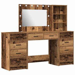 vidaXL Mesa de vestir 3 unid. Madeira antiga 78,5 x 41 x 135 cm