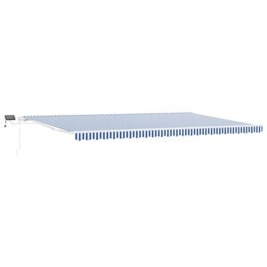 vidaXL Toldo Retr&aacute;til Azul e Branco 600 &times; 300 cm Poli&eacute;ster e Alum&iacute;nio