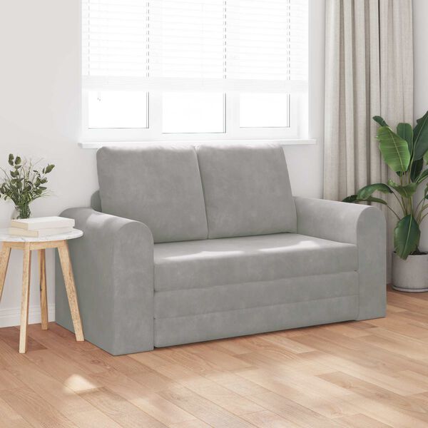 vidaXL Sof&aacute;-Cama Cinzento-claro 148 x 71 x 83 cm Veludo