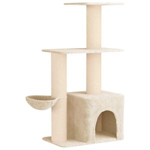 vidaXL &Aacute;rvore para gatos com postes de sisal Creme 133 cm