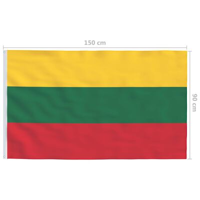 vidaXL Bandeira da Lituânia com mastro de alumínio 6,2 m