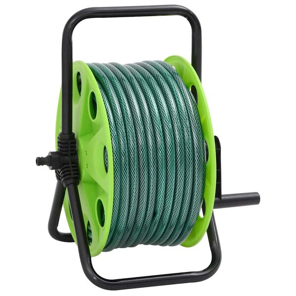 vidaXL Enrolador de p&eacute; c/ conj. de encaixe de mangueira 0,5" 50 m PVC
