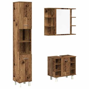 vidaXL 3 pcs conj. m&oacute;veis casa banho derivados madeira madeira velha