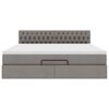 vidaXL Estrutura de cama otomana com colch&atilde;o tecido cinzento 160x200cm