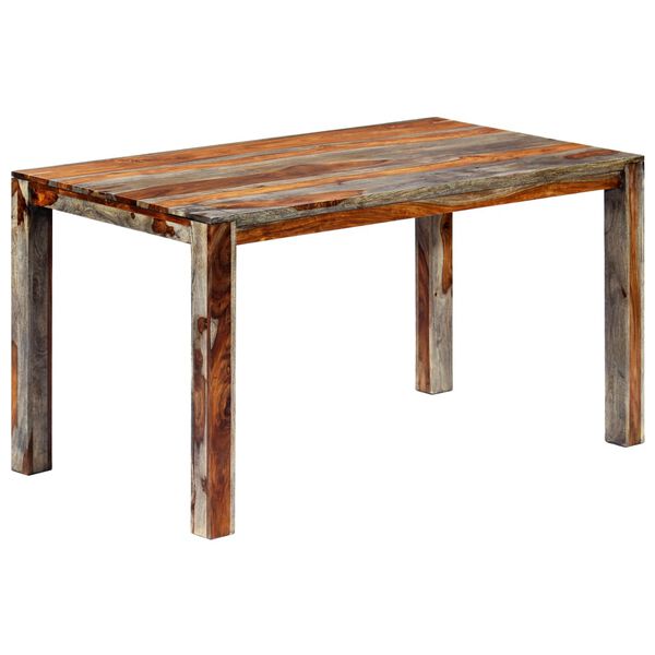 vidaXL Mesa de jantar 140x70x76 cm madeira de ac&aacute;cia maci&ccedil;a cinzento