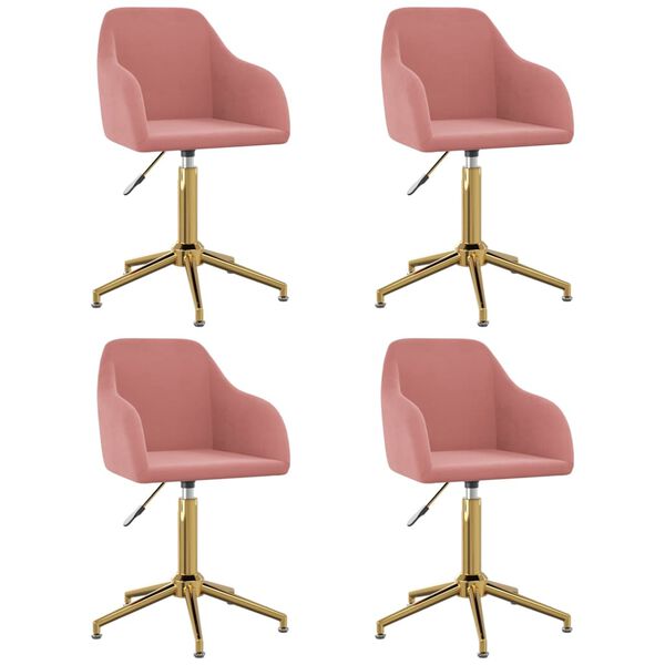vidaXL Cadeiras de jantar girat&oacute;rias 4 pcs veludo rosa