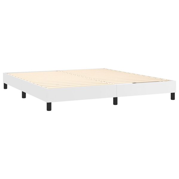 vidaXL Cama com molas/colchão 160x200 cm couro artificial branco