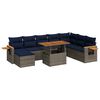 vidaXL 10 pcs conjunto sof&aacute;s jardim almofad&otilde;es vime PE/ac&aacute;cia cinzento