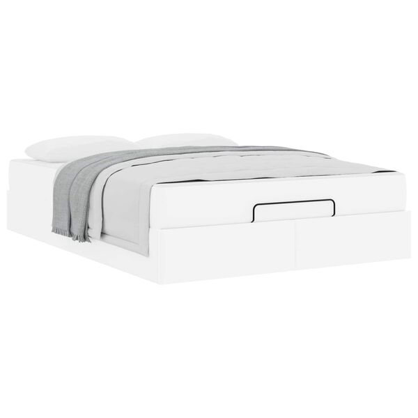 vidaXL Estrutura de cama com colch&atilde;o com colch&atilde;o 2 pcs Branco PVC