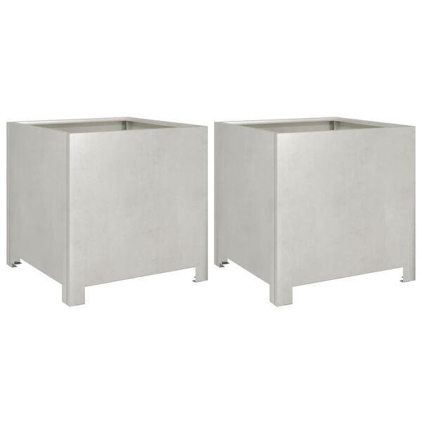 vidaXL Vaso/floreira de jardim 2 pcs 40x40x40 cm a&ccedil;o inoxid&aacute;vel