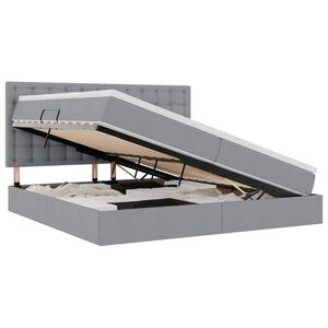 vidaXL Cama com arruma&ccedil;&atilde;o e LED Cinzento-claro 200 x 200 cm Poli&eacute;ster