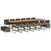 vidaXL 17 pcs conj. de jantar p/ jardim c/ almofad&otilde;es vime PE cinzento