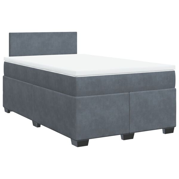 vidaXL Cama boxspring com colch&atilde;o 120x190 cm veludo cinzento-escuro