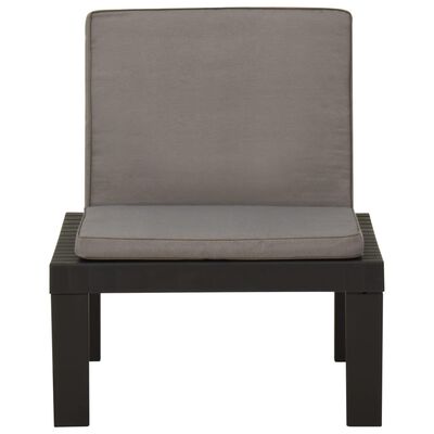 vidaXL Cadeira lounge de jardim com almofadão plástico cinzento