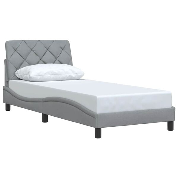 vidaXL Estrutura de cama sem colch&atilde;o 90x190 cm tecido cinzento-claro