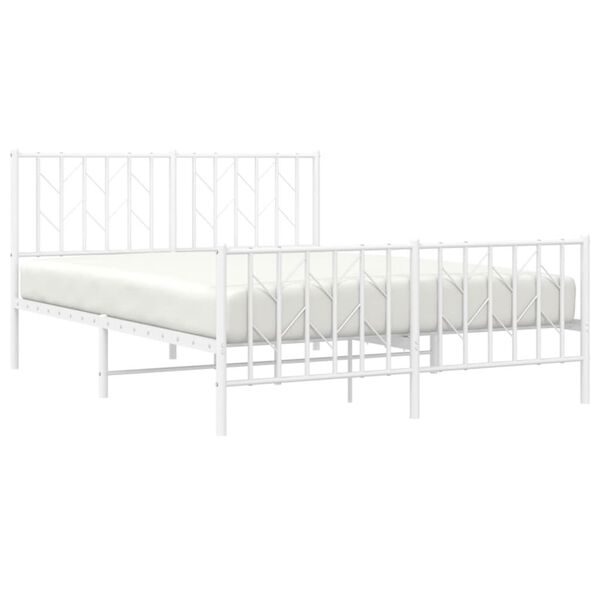 vidaXL Estrutura de cama com cabeceira e pés 140x200 cm metal branco