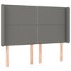 vidaXL Cabeceira cama c/ abas tecido 147x16x118/128 cm cinzento-escuro