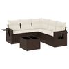 vidaXL 6 pcs conjunto de sof&aacute;s jardim c/ almofad&otilde;es vime PE castanho