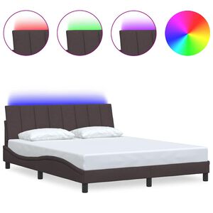 vidaXL Estrutura de cama sem colch&atilde;o Hanko 160x200 cm tecido castanho-escuro