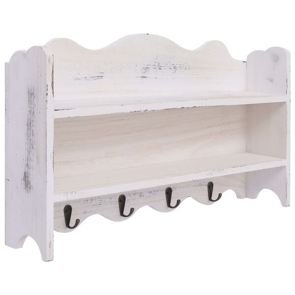 vidaXL Cabide de parede 50x10x30 cm madeira branco