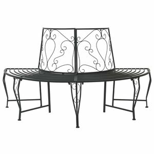 vidaXL Banco de &Aacute;rvore 4 -lugares 160 x 80 x 89 cm steel Preto