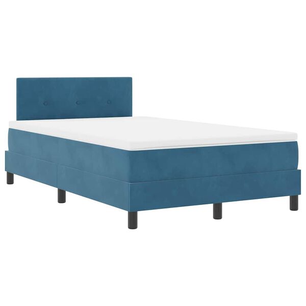 vidaXL Cama Box Spring LED com colch&atilde;o Azul 120 x 190 cm Veludo