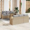 vidaXL Conjunto de Sof&aacute; de Jardim 7 pcs Bege Rattan Sint&eacute;tico