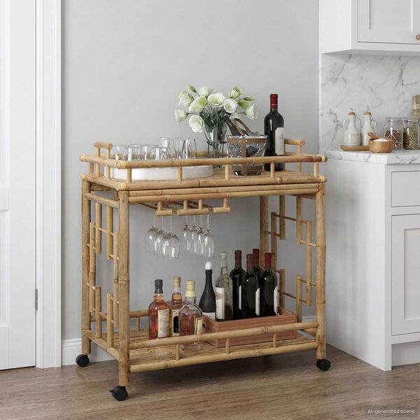 vidaXL Carrinho de Vinho com Rodas Natural 85 x 50 x 93 cm Bambu