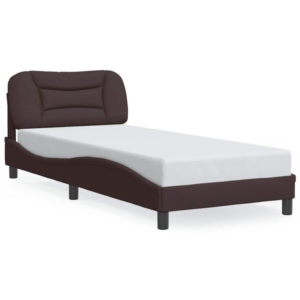 vidaXL Estrutura de cama sem colch&atilde;o Hvar 80x200 cm tecido castanho-escuro