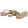 vidaXL Conjunto de Sof&aacute; de Jardim 9 unid. Bege Rattan Sint&eacute;tico