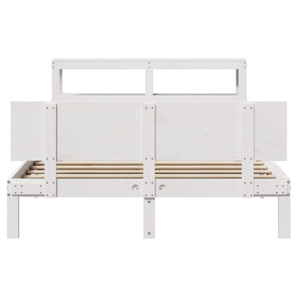 vidaXL Estrutura de cama c/ cabeceira sem colch&atilde;o 140x200 cm branco