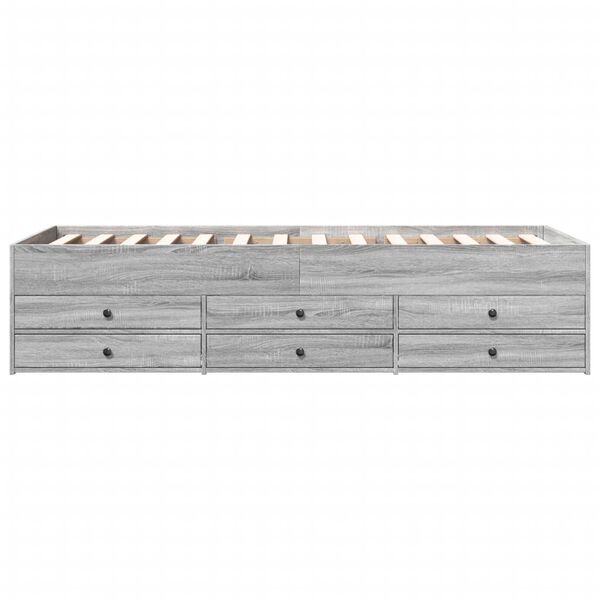 vidaXL Sof&aacute;-cama com gavetas sem colch&atilde;o 90x200 cm cinzento sonoma
