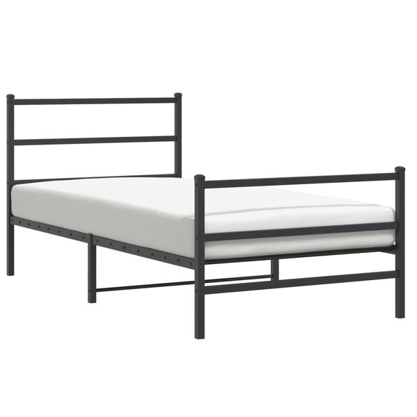 vidaXL Estrutura de cama com cabeceira e p&eacute;s 100x190 cm metal preto