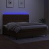 vidaXL Cama box spring c/ colch&atilde;o/LED 200x200cm tecido castanho-escuro