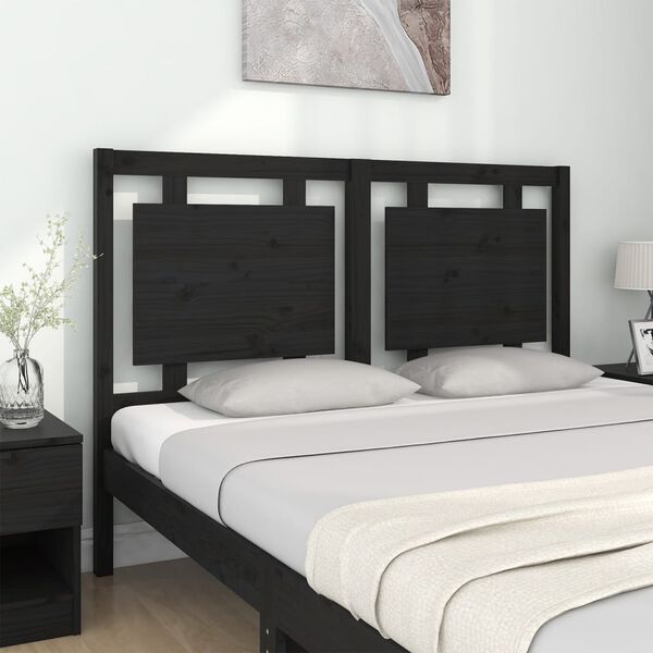 vidaXL Cabeceira de cama 140,5x4x100 cm pinho maci&ccedil;o preto