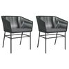 vidaXL Cadeiras de jardim com almofad&otilde;es 2 pcs vime PE preto