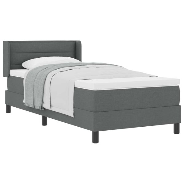 vidaXL Cama Box com colch&atilde;o Cinza Escuro 200 x 90 cm Poli&eacute;ster