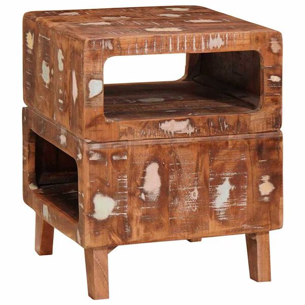 vidaXL Mesas de canto com prateleira Castanho Madeira Reforçada Sólida