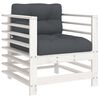 vidaXL 7pcs conjunto lounge jardim c/ almofadões madeira maciça branco