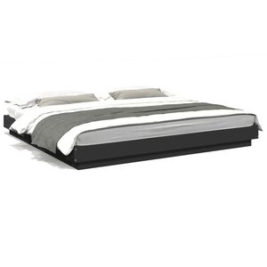 vidaXL Estrutura cama c/ luzes LED 180x200 cm derivados madeira preto