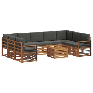 vidaXL Conjuntos de sof&aacute;s com almofada 10 pcs Natural e Antracite