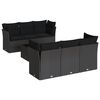 vidaXL 7 pcs conjunto de sof&aacute;s p/ jardim c/ almofad&otilde;es vime PE preto