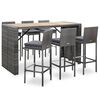 vidaXL 7 pcs conjunto bar exterior com almofad&otilde;es vime PE cinzento