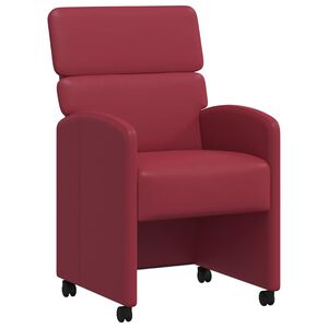 vidaXL Cadeiras de Jantar com Rodas com rodas 2 pcs vermelho tinto